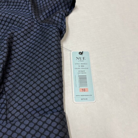 NUE by Shania‎ Womens 10 Blue Label Fit & Flare Midi Dress Black Blue Polka Dot - Picture 9 of 11